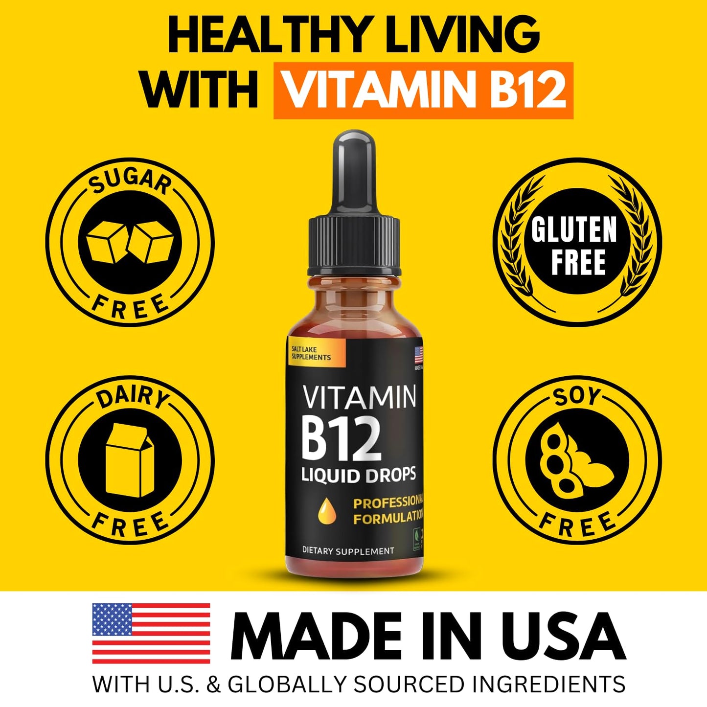 Vitamin B12 Liquid Drops - Vegan B12 vitamins 5000 mcg Methylcobalamin Fast-Acting Sublingual B Complex Liquid Vitamin B2, B3, B6 - Non-GMO, No Dairy, Soy & Sugar, Raspberry Flavor, 2 fl. oz.