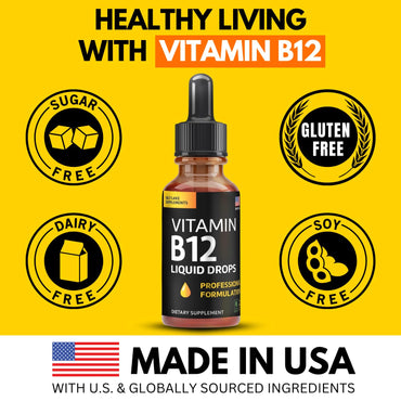 Vitamin B12 Liquid Drops - Vegan B12 vitamins 5000 mcg Methylcobalamin Fast-Acting Sublingual B Complex Liquid Vitamin B2, B3, B6 - Non-GMO, No Dairy, Soy & Sugar, Raspberry Flavor, 2 fl. oz.