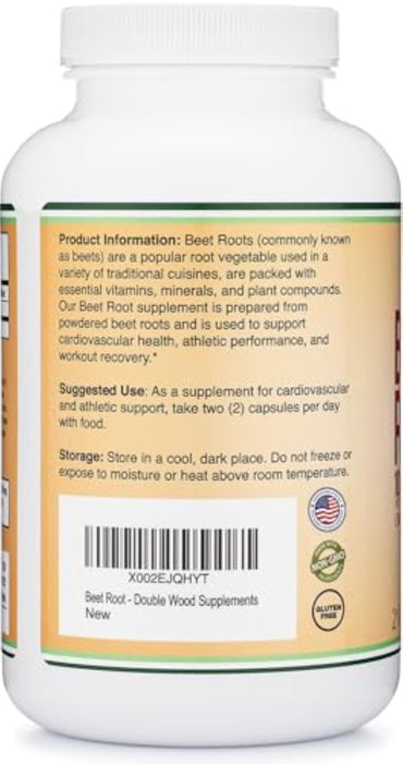 Beet Root Powder Capsules (Organic and Vegan) (210 Count, 1,000mg Per Serving) - Super Food from Beets with High Nitrate for Overall Health Support by Double Wood