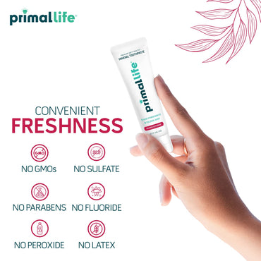 Primal Life Organics Premium Dirty Mouth Mineral Toothpaste - Nano-Hydroxyapatite, Colloidal Silver, Charcoal - Organic, All Natural Whitening Formula (Peppermint Flavor, 4 Oz)