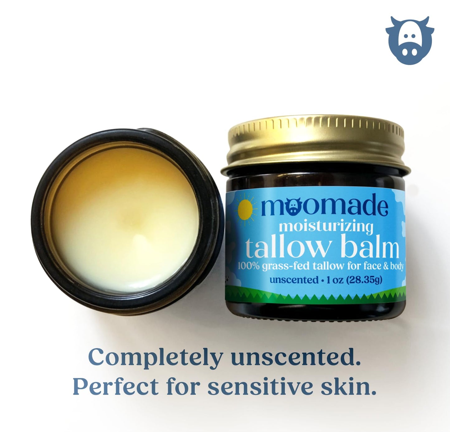 Organic Beef Tallow Balm with Rosehip Oil | Unscented 1 oz – Hand Made in USA 100% Grass-Fed Beef Tallow Moisturizer for Face & Body, Baby, Eczema, Acne-Prone & Sensitive Skin