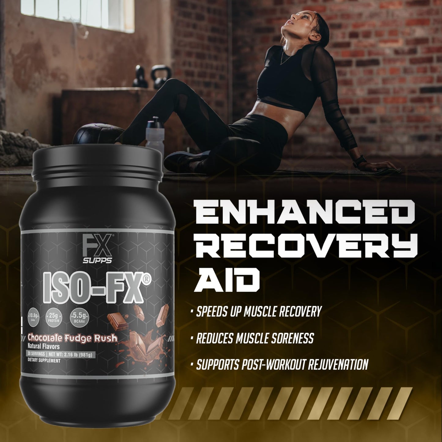 FXSUPPS Iso-Fx Whey Isolate Protein Powder Chocolate Flavored Drink | Low Carb with BCAAs | Post Workout Recovery Supplement Mix for Men and Women | Boosts Strength and Muscle Growth (2 Pounds)