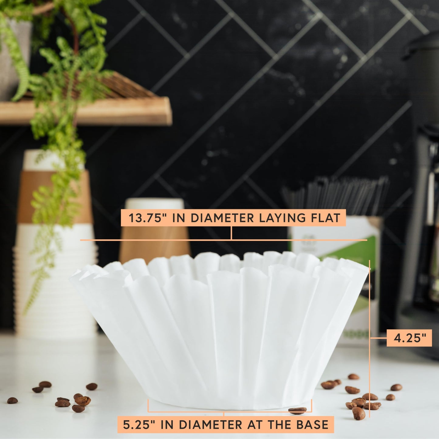 Tupkee Extra Large Coffee Filters - (13 Inch x 5 Inch) Premium, Big, Tall for Bunn 1.5 to 3 Gallon Commercial Coffee & Tea Machines - (500 Count) - Chlorine Free White Commercial Coffee Filters