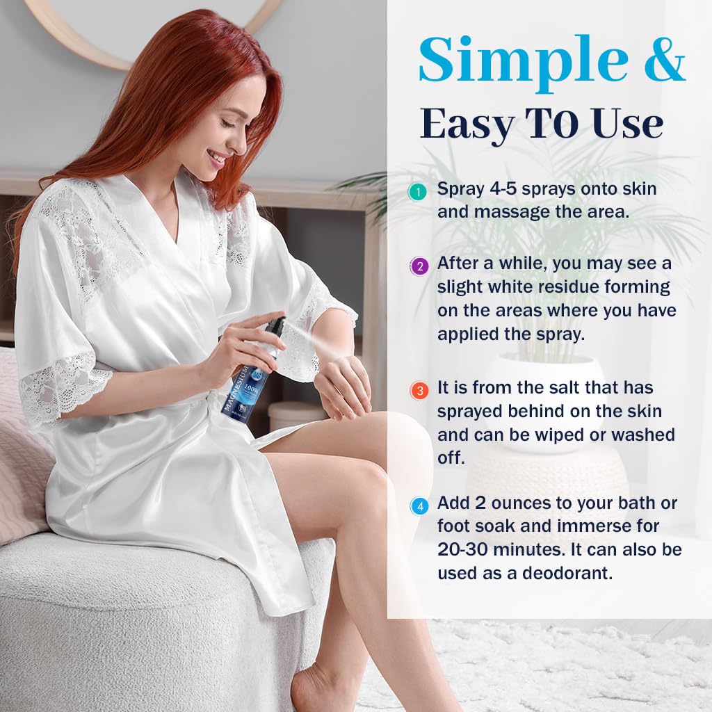 Vitamatic Pure Magnesium Oil Spray - 8 OZ - USP Grade Magnesium Spray, No Unhealthy Trace Minerals
