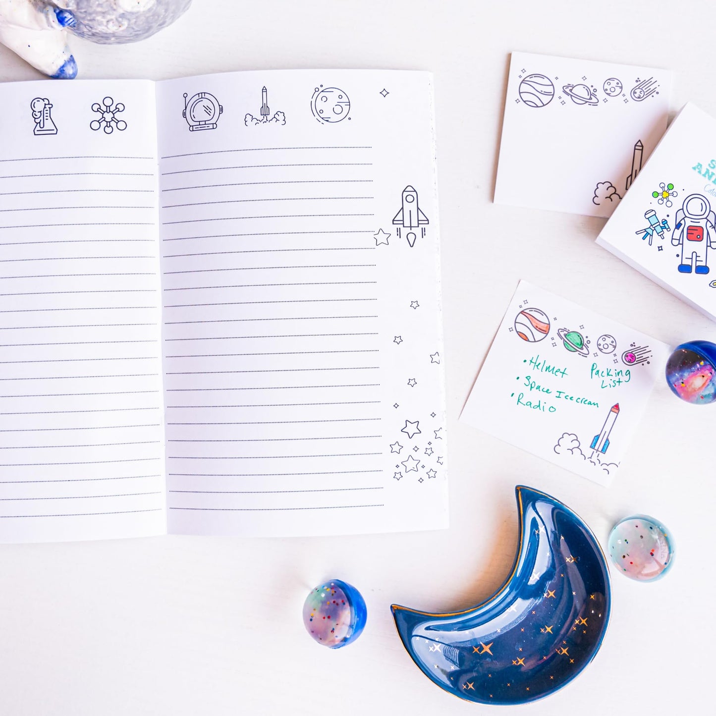 A Brighter Year Large Space Edition Bundle - Adult Mini Coloring Book (3" x 3", 50 Pages), Lined Notebook, Post It Notes (25-3” x 3”), & Stickers - Stress & Anxiety Relief - for Relaxation, Gift