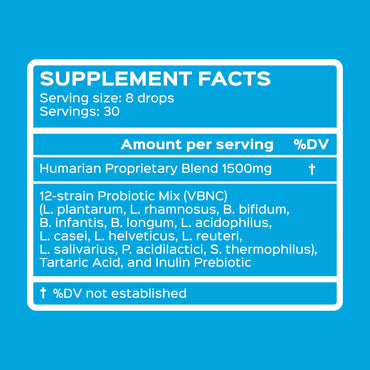 Probonix Humarian Liquid Probiotics for Adults - 12-Strain Probiotic Drops to Fortify Gut Health, Immunity and More - 30-Day Supply - Delicious Grape Flavor