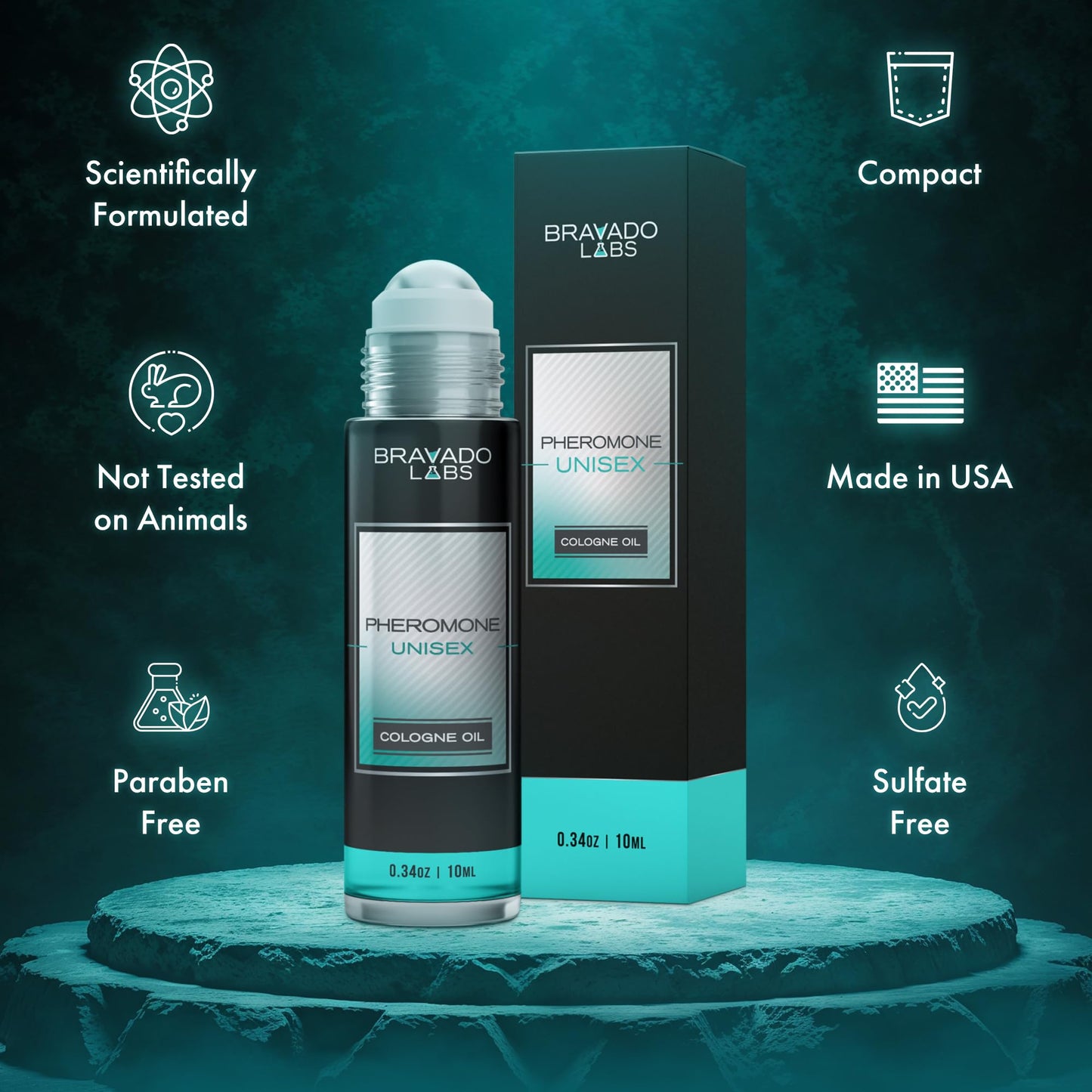 Bravado Labs Unisex Pheromones Cologne – Long-Lasting Perfume con Feromonas para Hombres y Mujeres - Attract and Boost Confidence – Daily Wear Aphrodisiac Fragrance - Roll-On