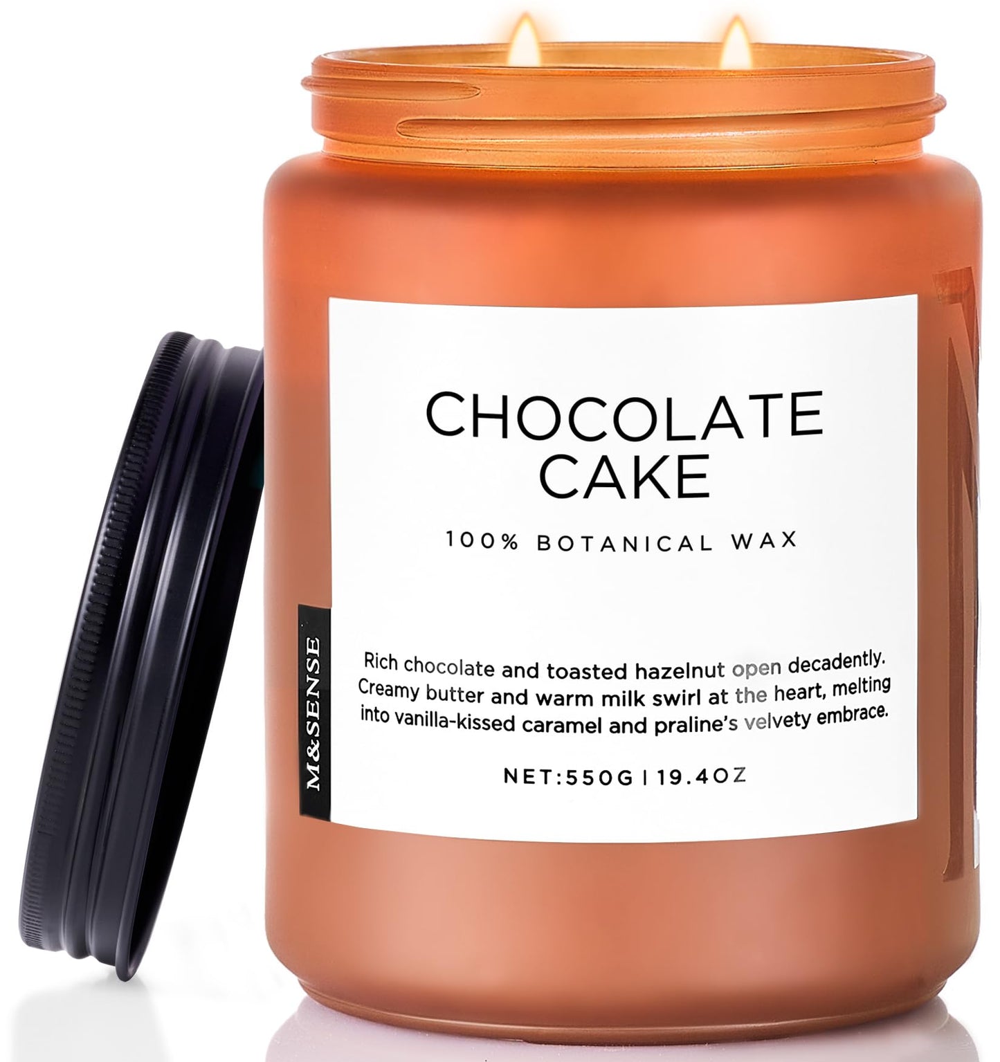 M&SENSE Chocolate Layer Cake Scent Candles, Large 19.4oz Natural Soy Wax 110 Hours Burn Time Clean Non Toxic Scented Classic 2 Wicks Candle for Bedroom Living Room Office