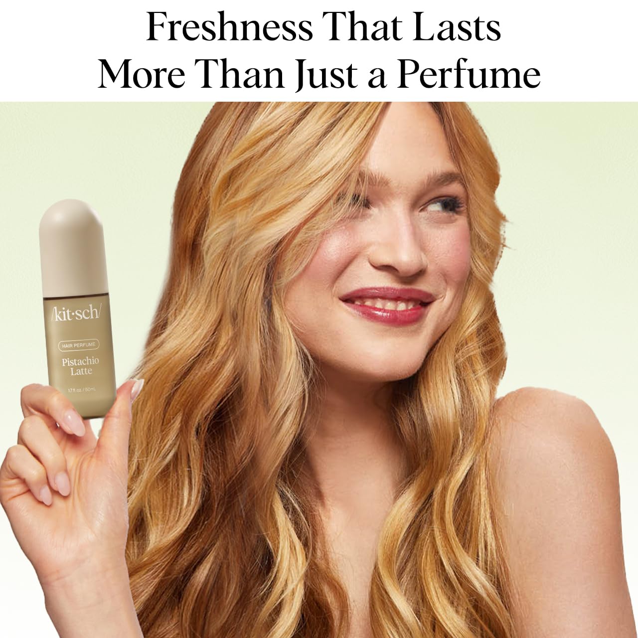 Kitsch Pistachio Latte Hair Perfume for Women - Hair Spray & Body Mist - Clean, Deodorizing & Patented Odor-Eliminating Technology - Freshen Hair, Body & Pillows - Coconut & Warm Coffee Scent - 50ml