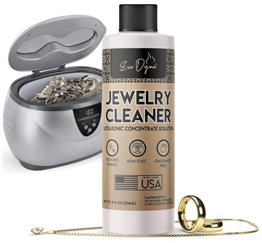 Ultrasonic Jewelry Cleaner Solution (8oz) Concentrated Jewelry Cleaner for Diamonds, Gold, Silver & More | Compatible with Ultrasonic Machine (s) - Made in USA