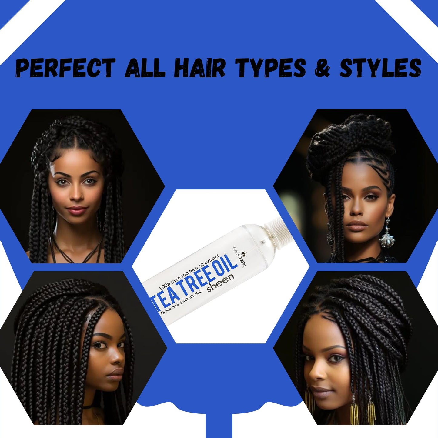 Black Queen Tea Tree Oil Sheen Spray for Locs, Dreadlocks, Twists, Braids, Cornrows, 4C Hair - Moisturizing, Refreshing - Made in the USA - 2 oz