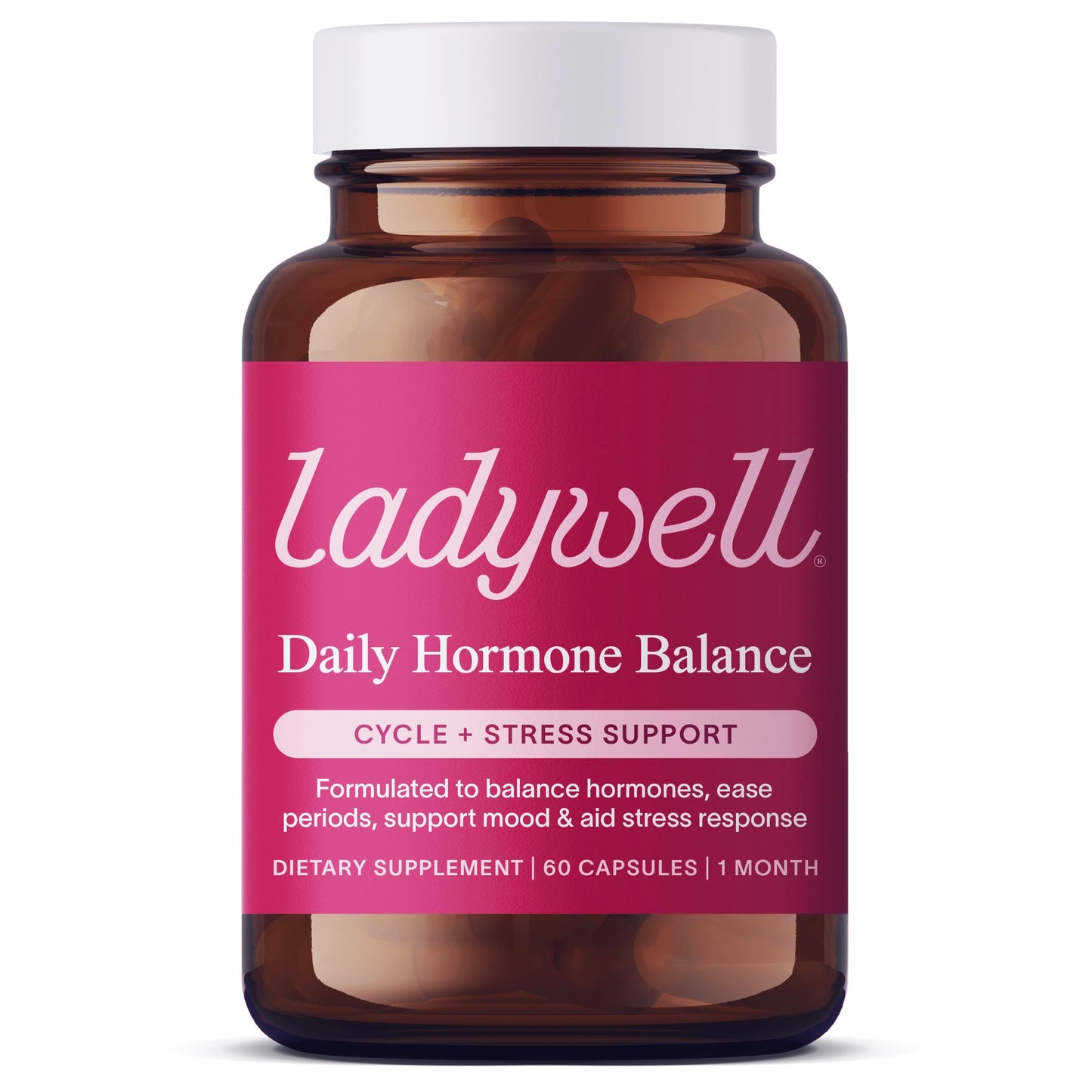 Ladywell Daily Hormone Balance Capsules - Targeted Women's Health Supplement - Adaptogens, Vitamins, Functional Mushrooms, Amino Acids - Science-Backed, Plant-Based, Naturally-Effective - 60 Capsules