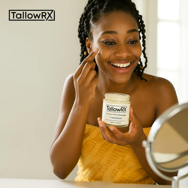 TALLOWRX 100% Grass-Fed Beef Tallow for Skin – Whipped Tallow Honey Balm, Pure & Organic Moisturizer for Face & Body with Manuka Honey, Jojoba & Calendula – Deep Hydration & Soothing (4 oz, Lavender)