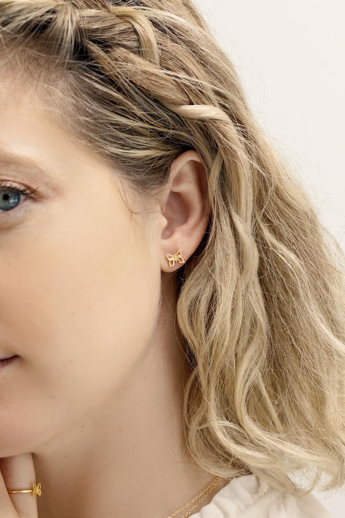 Gold Butterfly Stud Earrings Handmade By Katie Dean Jewelry