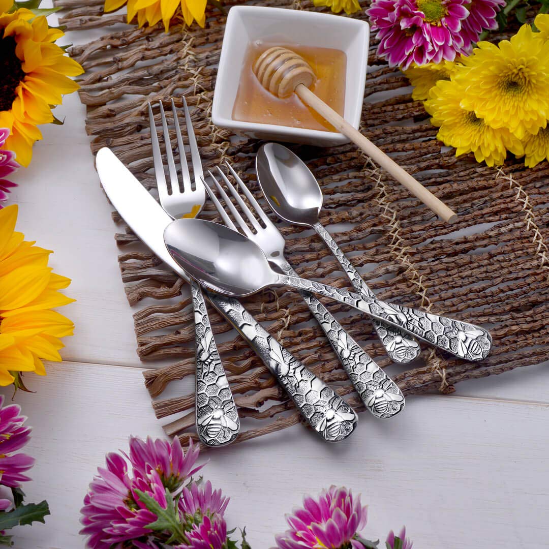 Liberty Tabletop Honey Bee 65pc Flatware Set Service For 12 Serving Set Included Silverware MADE IN USA 18/10