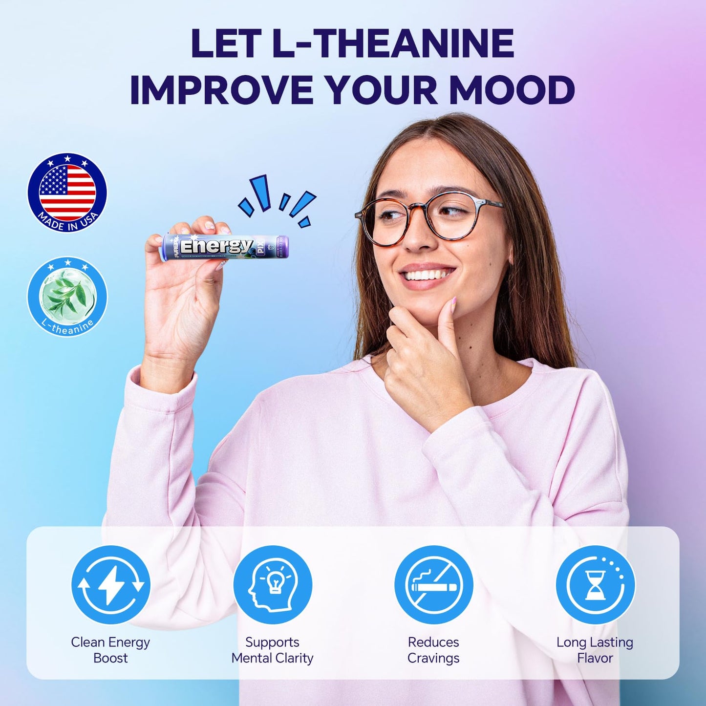 EnergyPix - Caffeine Flavored Toothpicks with L-Theanine, B12 for Focus & Energy - Sugar-Free Alternative to Energy Mints & Gum - 20 Count, Kosher (Spearmint 3 Pack)