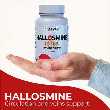 Hallusa Natural Hallosmine Ultra Diosmin 500mg & Hesperidin 150mg – Heavy Legs, Swelling & Vein - Blood Circulation Supplements, 60 Caps