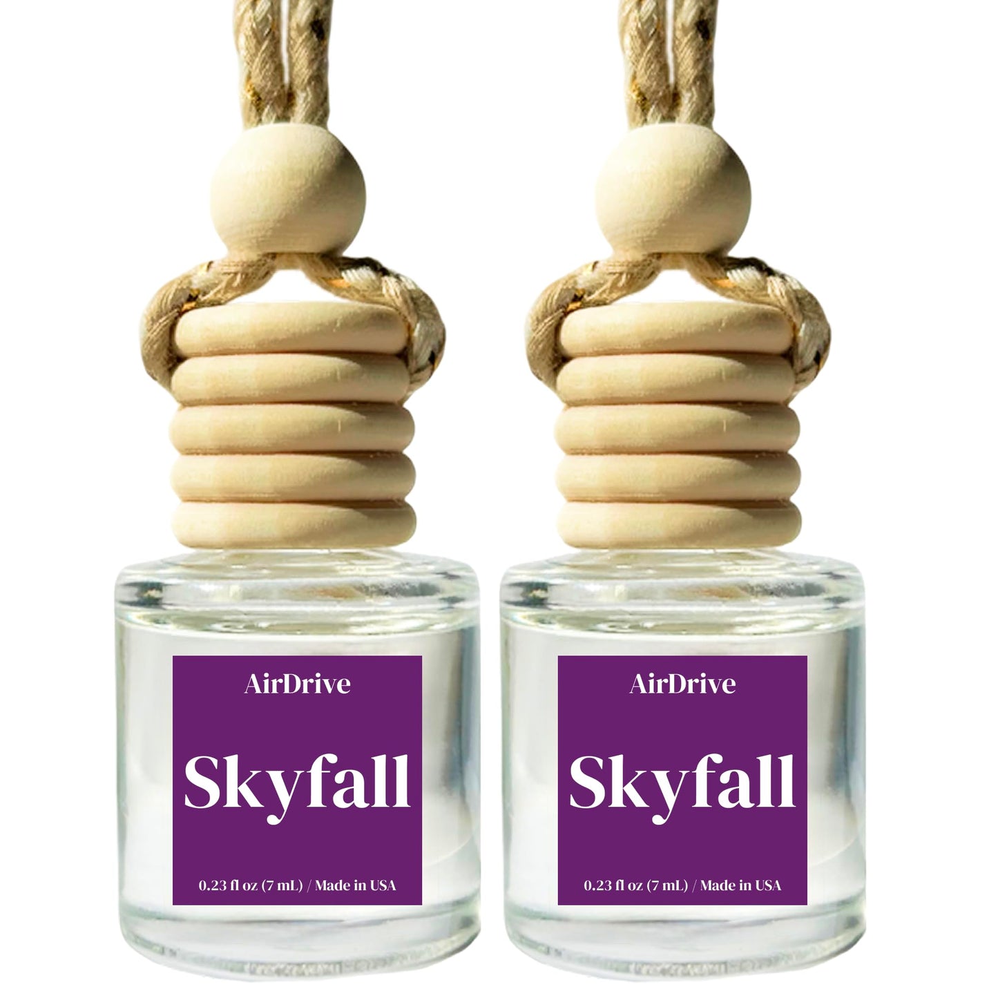 AirDrive Long Lasting Car Air Fresheners, Fragrance Oil Hanging Oil Diffuser With Wooden Cap, Non Toxic Rearview Mirror Car Accessory, Made in USA, Odor Eliminator For Car (Skyfall 2 Pack)