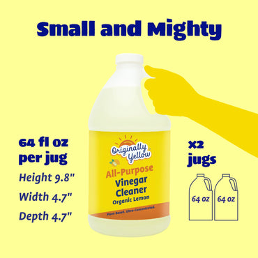 Originally Yellow Lemon Vinegar For Cleaning Purpose | USA Made All Purpose Cleaner | Use as a Floor, Glass, Kitchen, & Bathroom Cleaner | Plant Derived Vinegar 1 Gallon in 2 bottles | 128 Oz