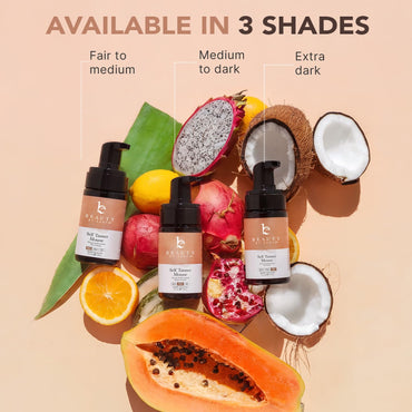 Self Tanner Mousse - USA Made with Natural & Organic Ingredients, Self Tanning Mousse for Dark Fake Tan, Sunless Tanner, Clear & Non Toxic Tanning Foam for Streak Free Finish & Natural Glow