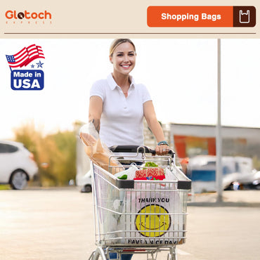 Glotoch 1000 Count - Plastic Thank You T-shirt Bags Smile Face White, 11.5 x 6.5"x 21" Grocery Bags with Handles for Restaurant, Retail, Grocery Store, Takeout, Convenience Stores, Shopping Bag in Bulk