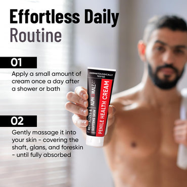 AlphaMale Premium Penile Health Cream for Men – Penile Cream Daily Moisturizer for Sensitive Skin - Foreskin Restoration - Hydrating Formula for Dryness & Irritation – Fragrance-Free – 4oz