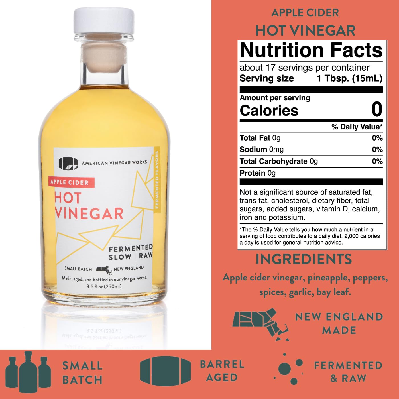 American Vinegar Works - Cider Lovers Vinegar - Includes Apple, Cranberry Apple, Hot Apple, and Wild Blueberry Vinegars Packed in a Custom Box - Great for Gifts - 8.5 oz Bottles - 4 Pack