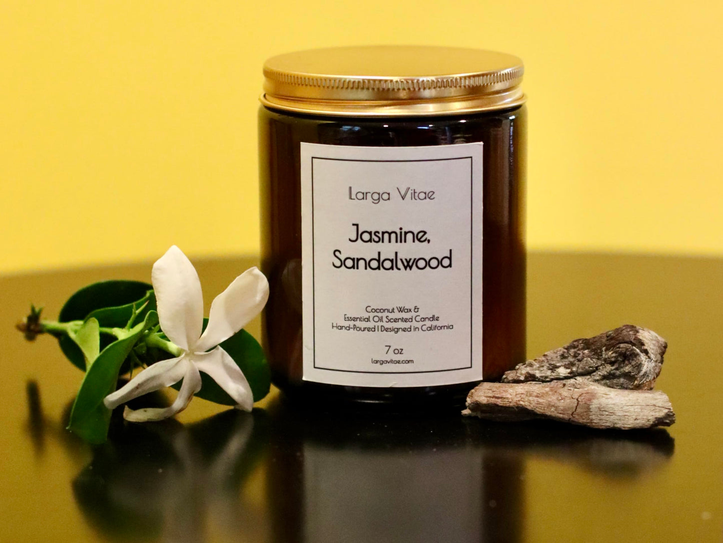 All-Natural Jasmine, Sandalwood Aromatherapy Essential Oil Candle, Safe for People and Pets, Made with Pure Sustainable Organic Vegan Coconut Wax, Allergy Friendly, Non Toxic, Zero Waste