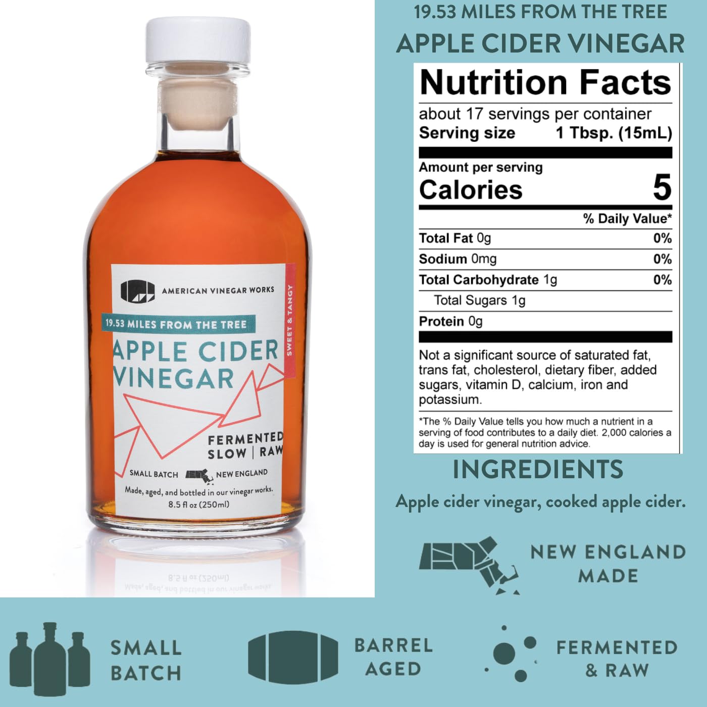 American Vinegar Works - Essential Kitchen Vinegars & Extra Virgin Olive Oil Gift Set - Includes Apple Cider, Red Wine, Rice Wine, and Chardonnay Wine Vinegars (8.5oz ea) with a EVOO (16.9oz)