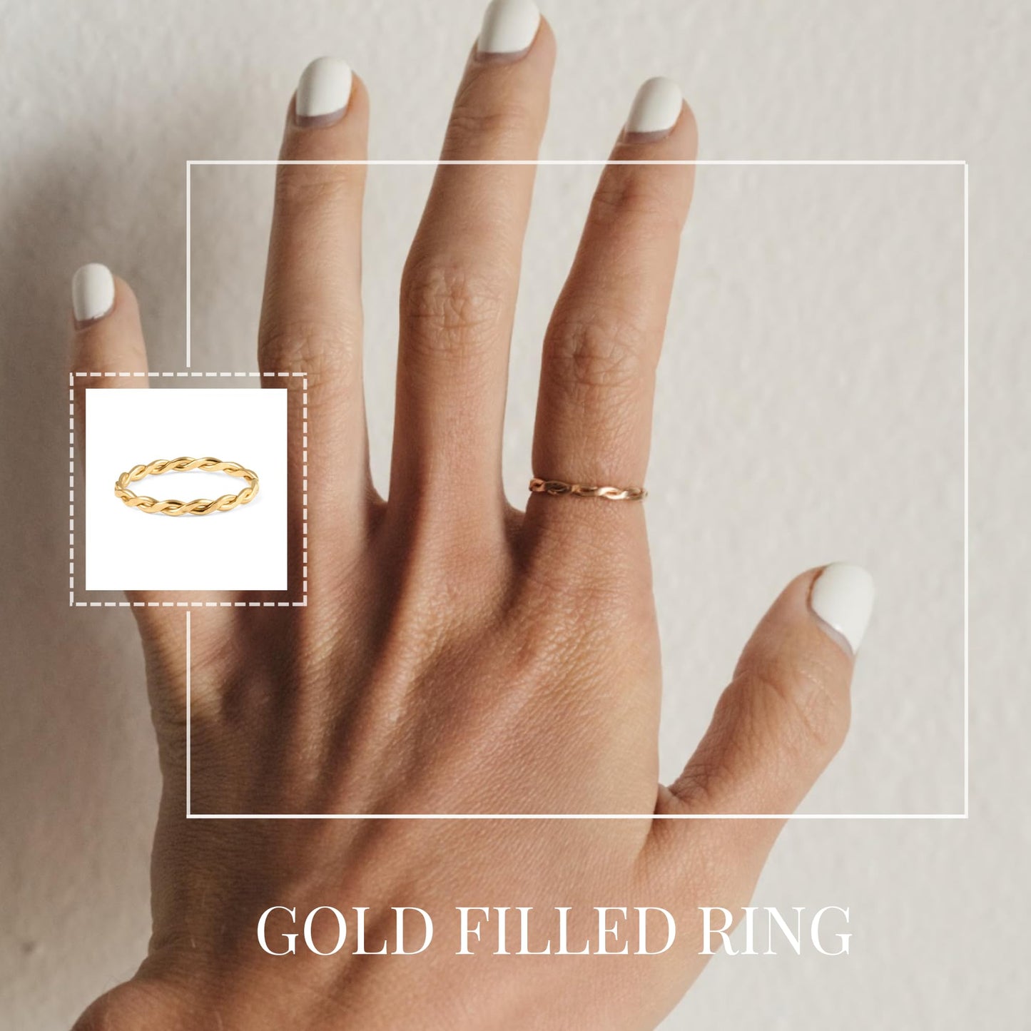 Dainty14k Gold Filled Rings For Women & Girls Braided Thin Stacking Ring | Non-Tarnish Simple & Minimalist Gold Ring | Gold Band | Waterproof Everyday Wear | Made in USA (6)