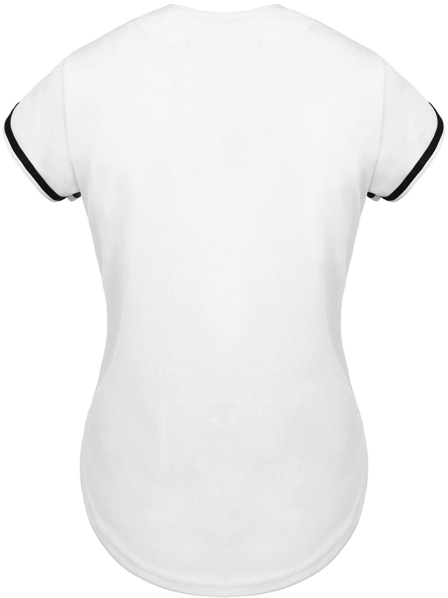 Hat and Beyond Womens Baseball Jersey Button Down Tee Short Sleeve Softball Active Shirts Made in USA (Large, 3up01 White/Black)