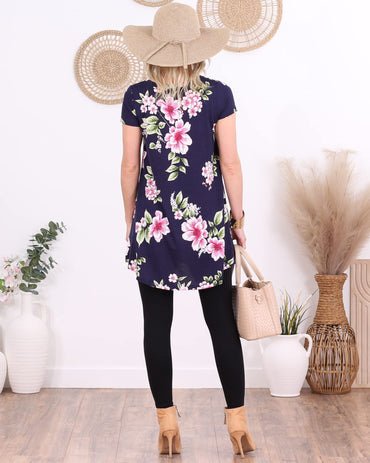 Popana Womens Short Sleeve Summer Tunic Tops to Wear with Leggings Loose Fit Made in USA Floral