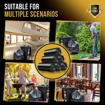 55-60 Gallon Trash Bags, 150 Count 38x55" Large Garbage Bags, Made in USA, High Density Multi-Use Lawn Leaf bags, Heavy Duty Waste Bags, Large Trash Liners for Kitchen Yard Outdoor Commercial Use