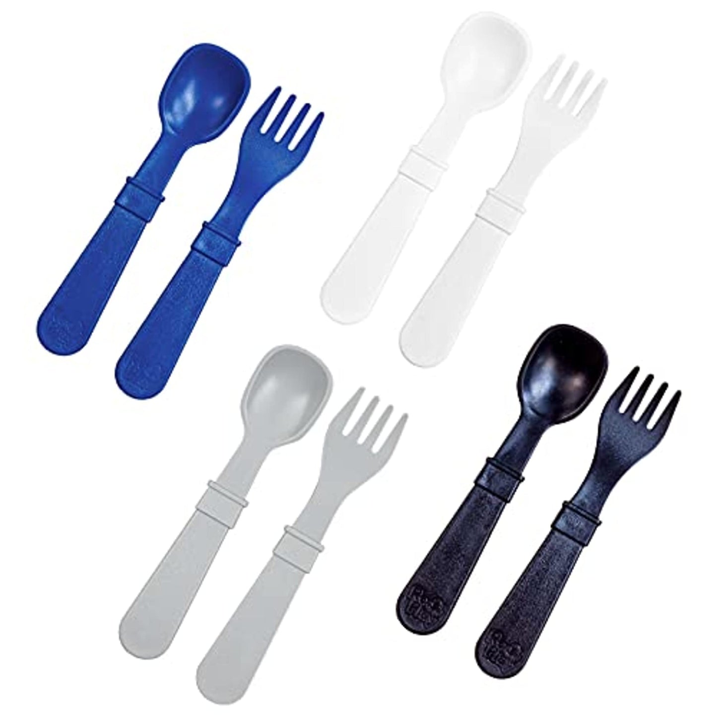 Re-Play Toddler Forks and Spoons Set - 4x4 Toddler Utensils Set - Dishwasher and Microwave Safe - Made in USA - Pack of 8-5.8" x 1.2" x 0.2" - Droid