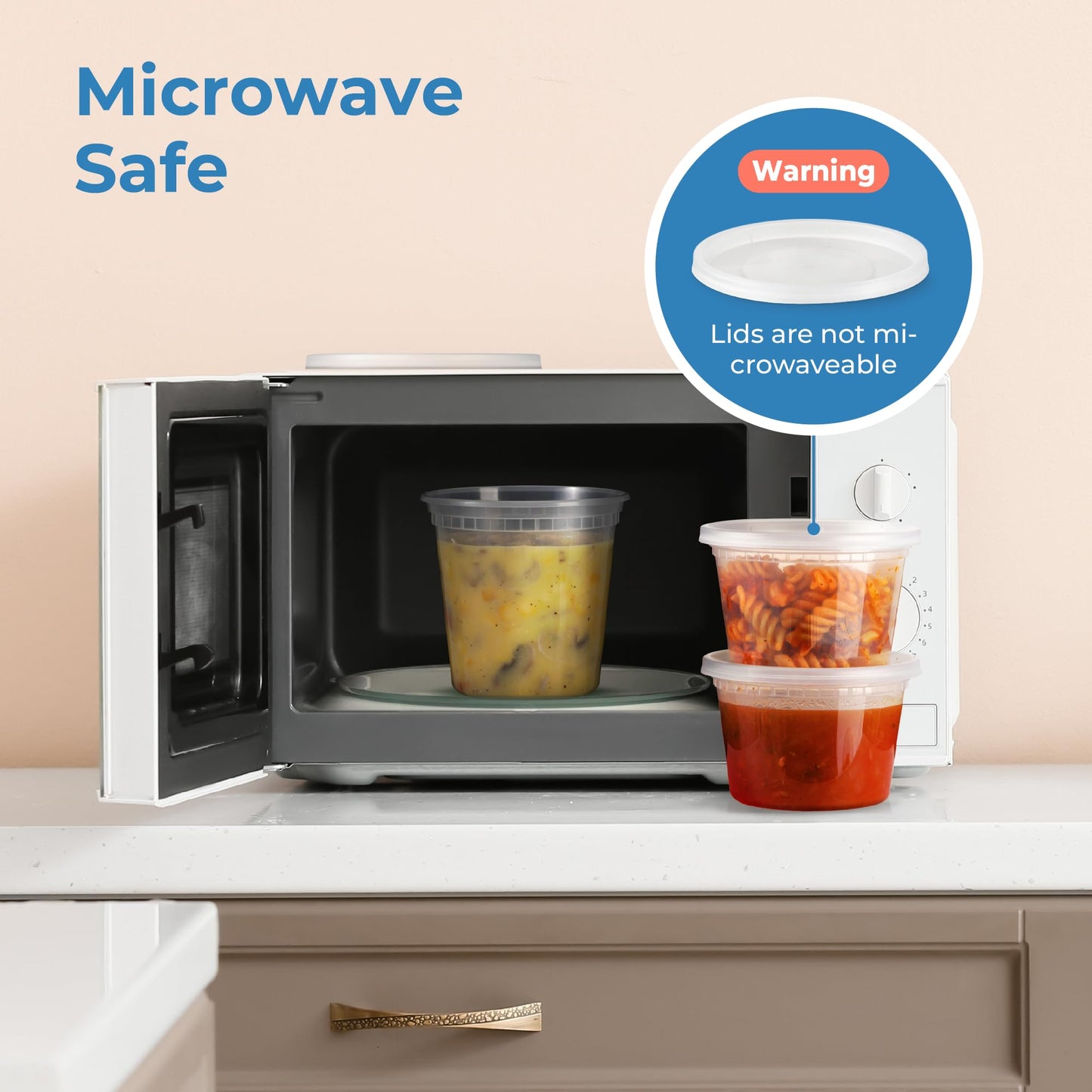 Fit Meal Prep Deli Containers with Lids Variety Pack, US Made Leakproof Assorted Plastic Soup Container, Combo Clear Food Storage Containers for Restaurant, Microwave Freezer Safe