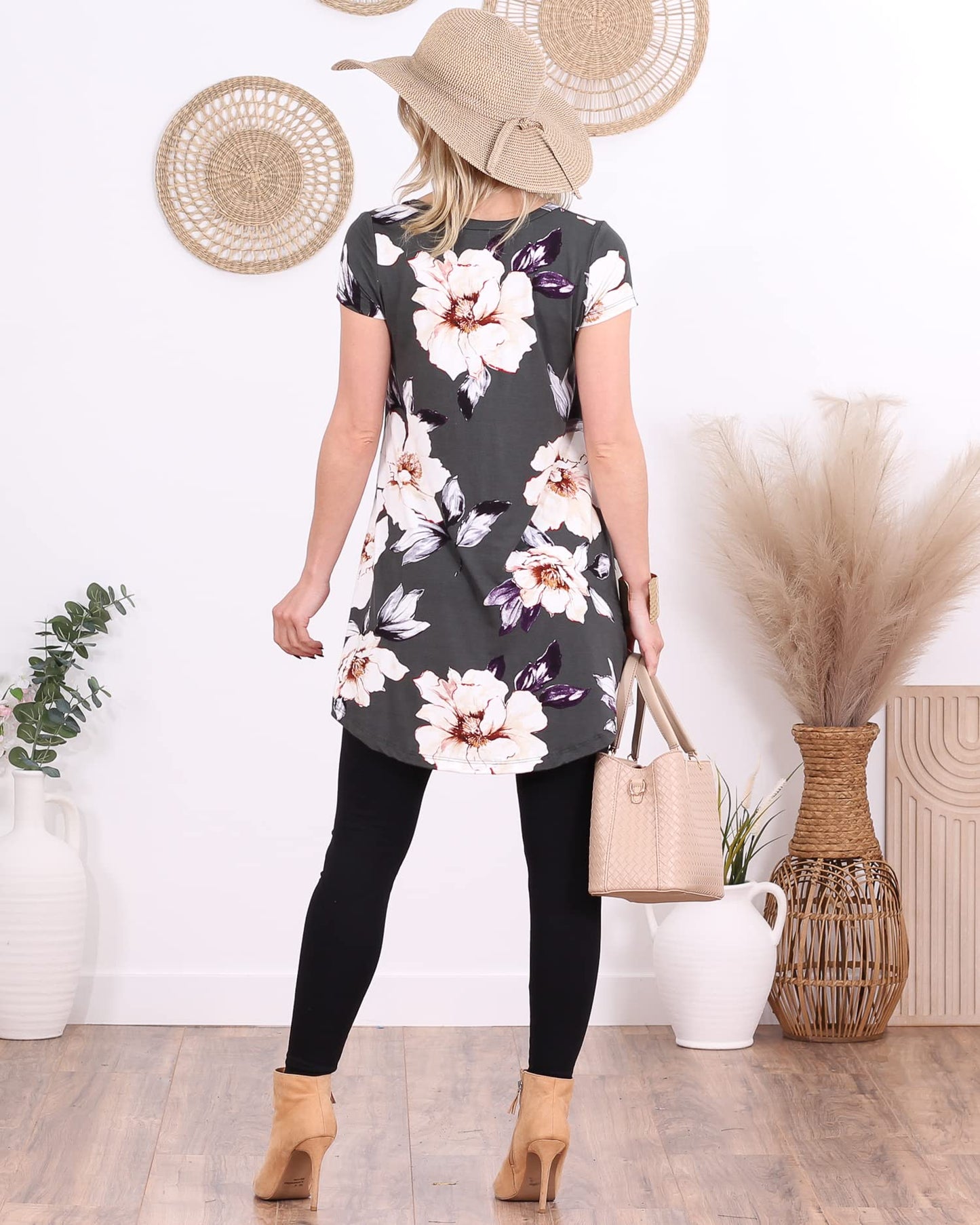Popana Womens Short Sleeve Summer Tunic Tops to Wear with Leggings Loose Fit Made in USA