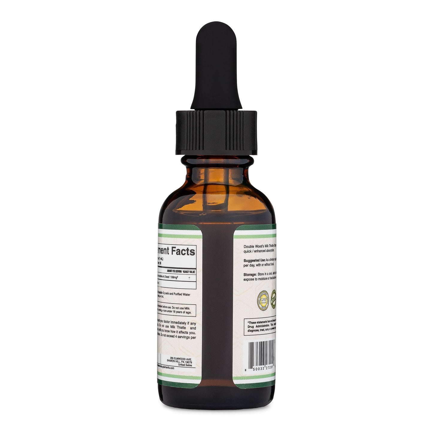 Milk Thistle Supplement - Organic Milk Thistle Liver Detox Drops 1 FL OZ - 30 Servings (Vegan Safe, Non-GMO, Gluten Free) Perfect Addition to Milk Thistle Tea by Double Wood