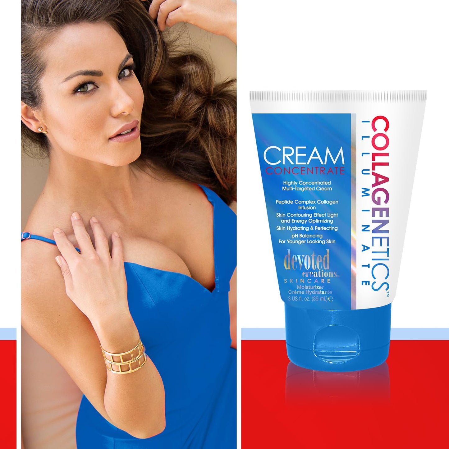 Devoted Creations Collagenetics Illuminate Cream Concentrate 3oz - Highly Concentrated Multi-Targeted Cream Skin Hydrating & Perfecting – pH Balancing For Younger Looking Skin