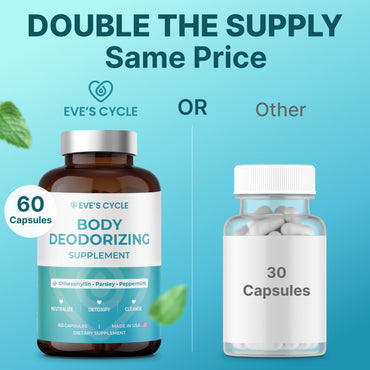 Body Deodorizing Supplement – Natural Internal Deodorant Chlorophyll Capsules with Chlorophyllin, Parsley & Peppermint – 60 Vegan 500mg+ Chlorophyll Pills – Daily Detox & Cleanse Support – Made in USA