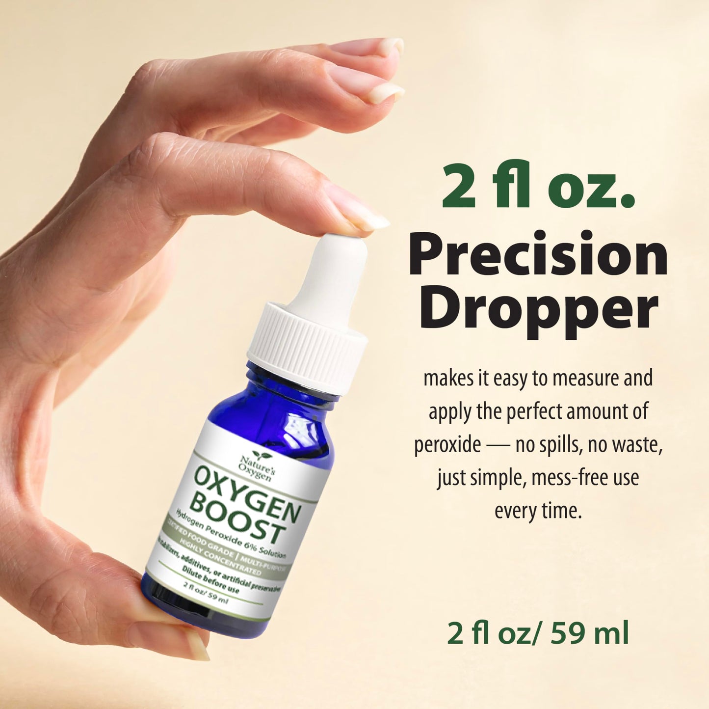 Nature’s Oxygen Food Grade Hydrogen Peroxide 6% Solution, 2 fl oz Dropper Bottle, No Added Stabilizers, Made in USA