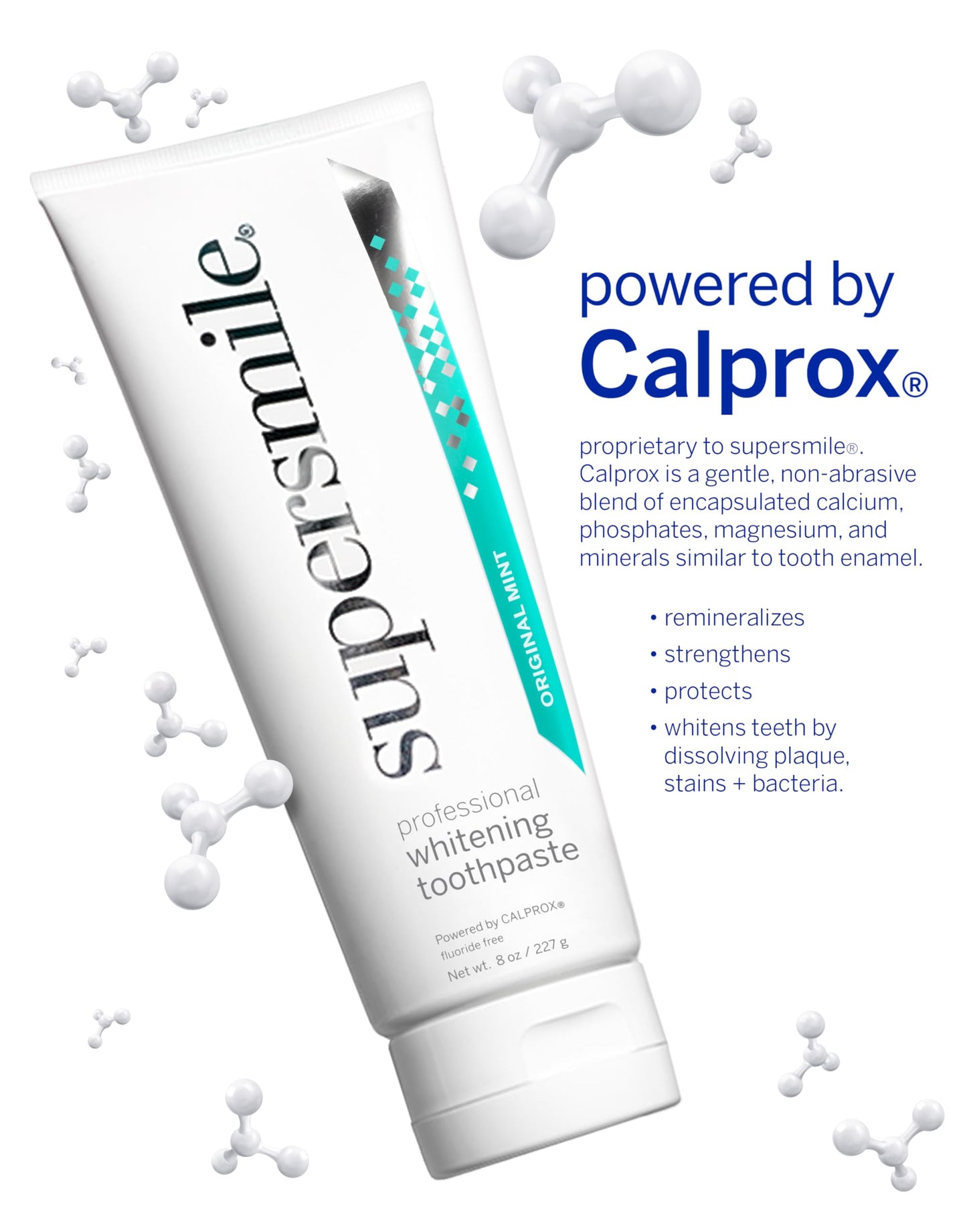 Supersmile Original Mint Fluoride-Free – Whitening Toothpaste for Visibly Brighter Teeth – Whitens Up to 6 Shades, 8 oz
