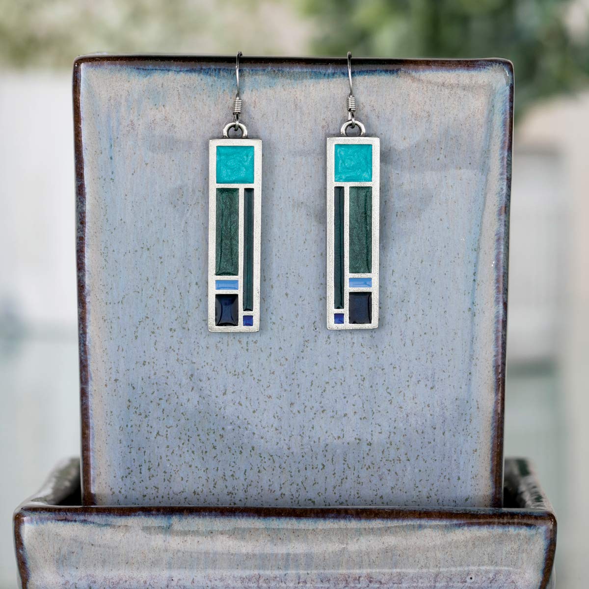 Danforth Riversong/Twilight Wire Earrings For Women – Handcrafted Pewter Art Deco Earrings – 1 ½”, Made In USA