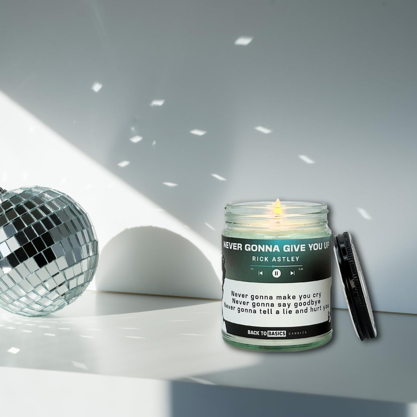 Back to Basics Candles | Never Gonna Give You Up - 9oz Soy Wax Cucumber Melon Scented Candle for Home Decor, Birthday Gifts for Women, Men, Best Friend | Relaxing Aromatherapy Made in USA