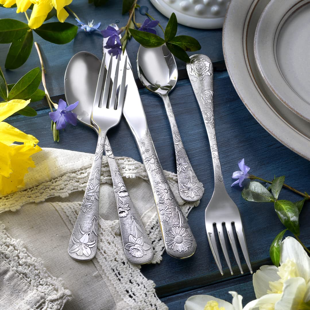 Liberty Tabletop American Garden 40 Piece Silverware Set Service for 8 Made in America
