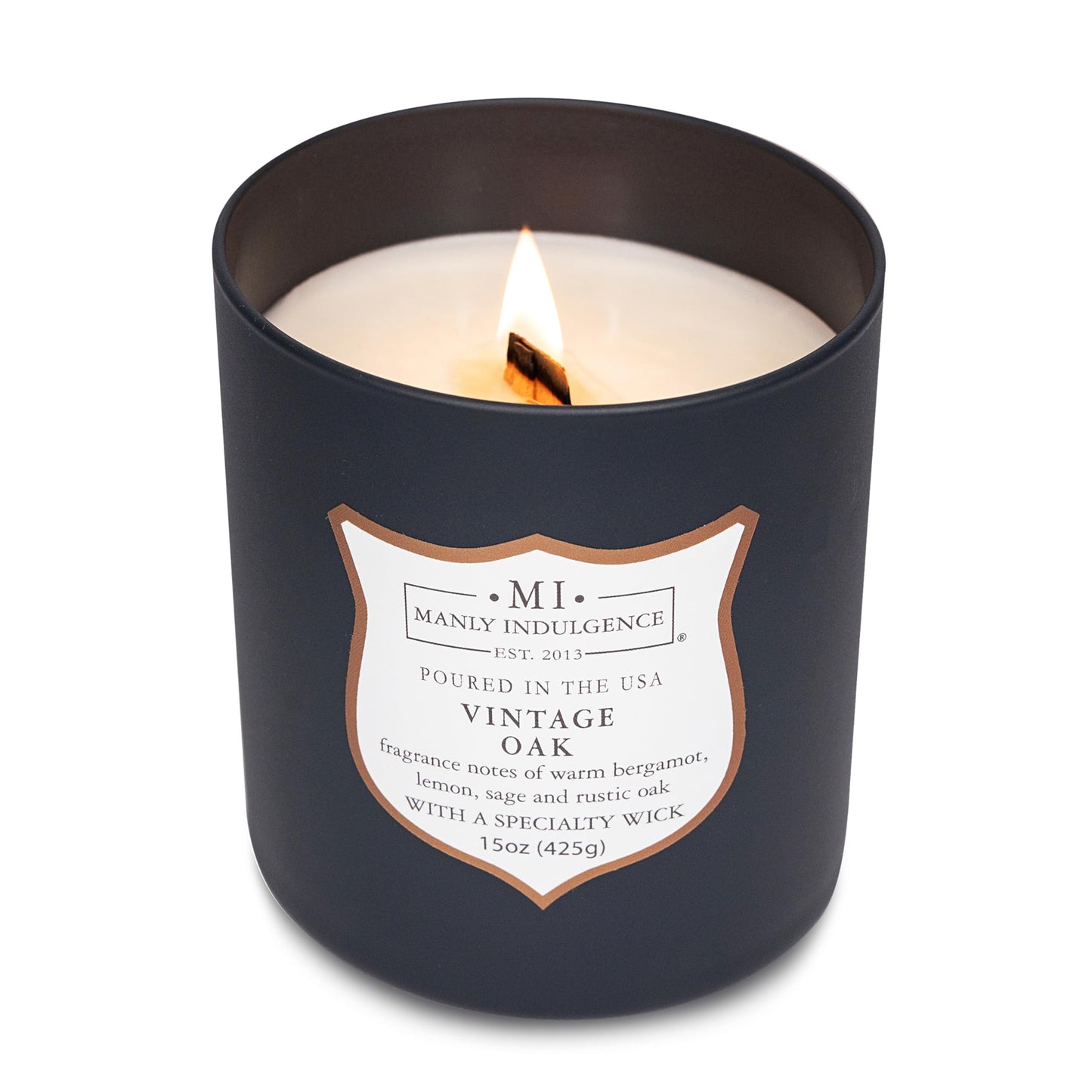 Manly Indulgence Vintage Oak Scented Candles for Men, 15 oz Wooden Wick, Fathers Day Candle, 60H Burn, Candles for Home Scented - Made in The USA