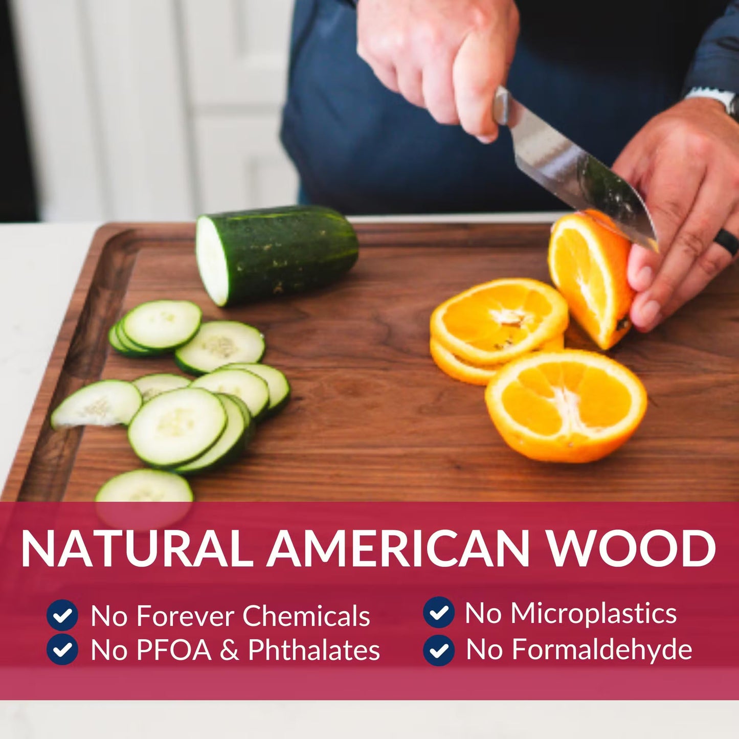 Made in USA Walnut Cutting Board by Virginia Boys Kitchens - Butcher Block made from Sustainable Hardwood