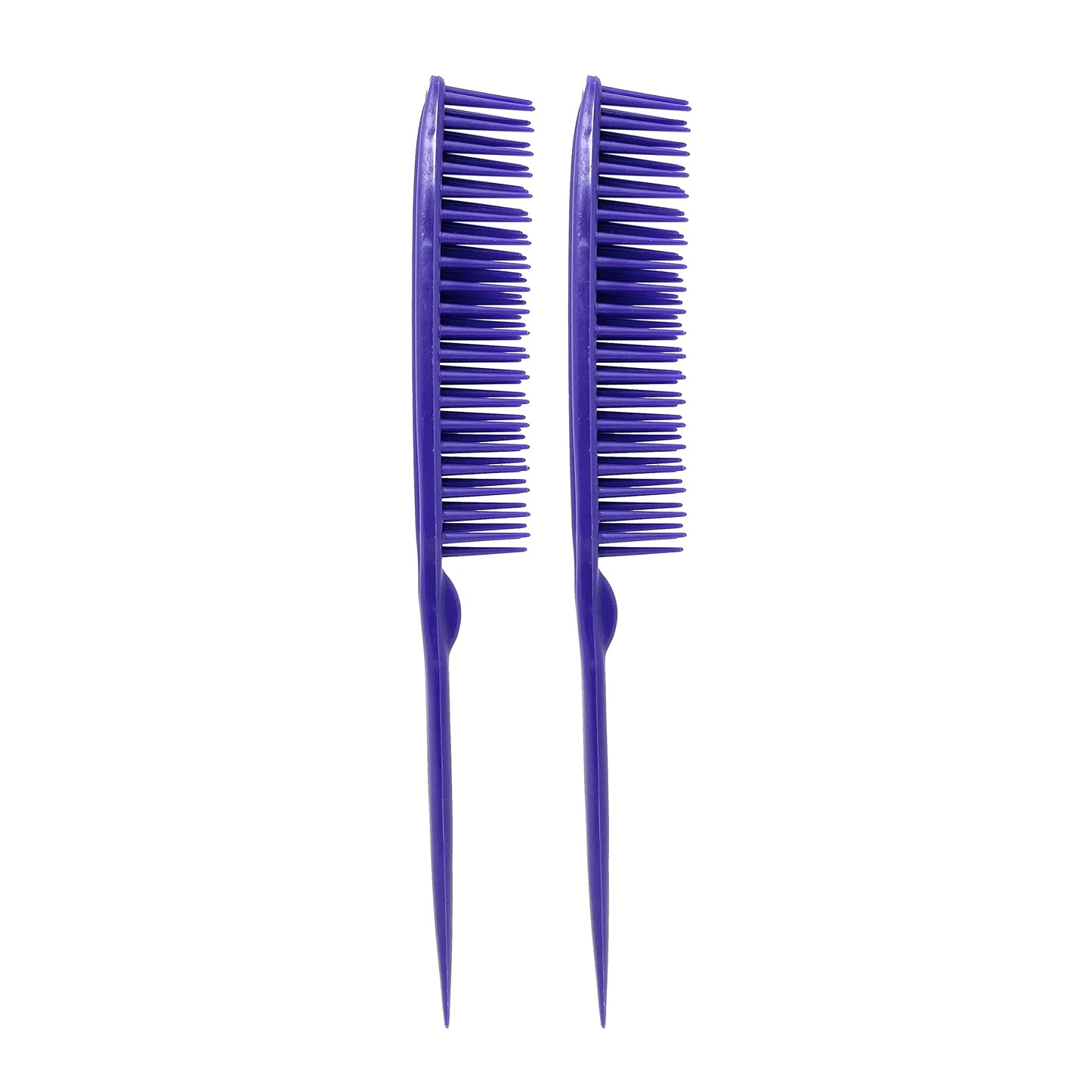 Allegro Combs 60 Parting Three Row Combs Salon Hairstylist Hairdresser Detangle Combs For Natural Hair And Wigs For Curly Hair Made In The Usa 2 Pcs. (Purple)