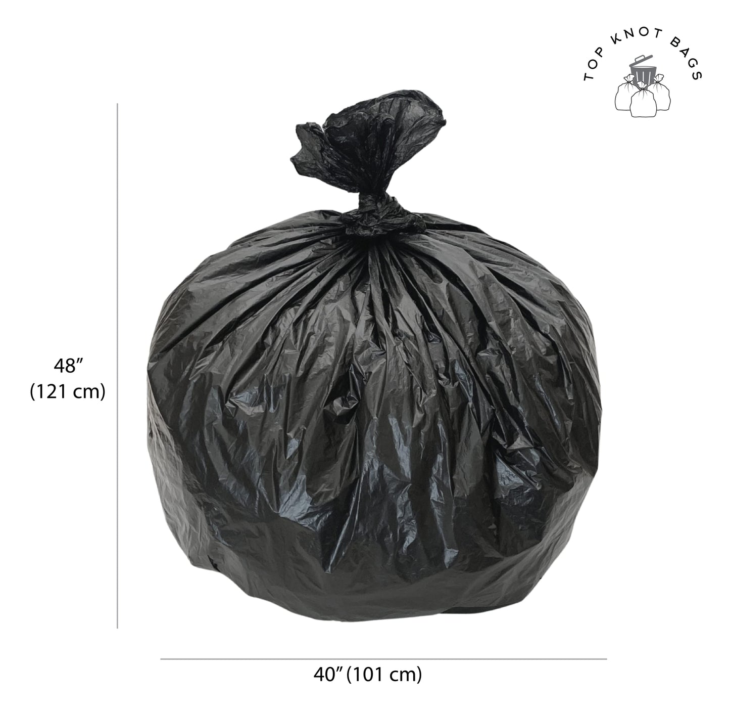 Top Knot Bags 45 Gallon Garbage Trash Bag 40X48" Black 150 Count Can Liner Bulk 40 Gallon 41 Gallon 42 Gallon 44 Gallon Made in USA