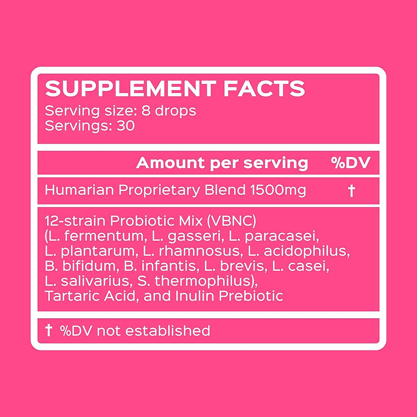 Probonix Humarian Liquid Probiotics for Women - 12-Strain Probiotic Drops to Fortify Women’s Gut Health, Vaginal Health, Immunity and Overall Wellness - 30-Day Supply - Delicious Grape Flavor