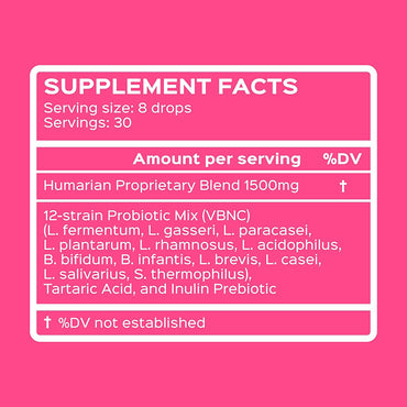 Probonix Humarian Liquid Probiotics for Women - 12-Strain Probiotic Drops to Fortify Women’s Gut Health, Vaginal Health, Immunity and Overall Wellness - 30-Day Supply - Delicious Grape Flavor